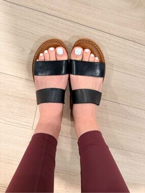 Dolce Vita Made in Italy Black Italian Leather Slide Vacation Sandals Size 8M